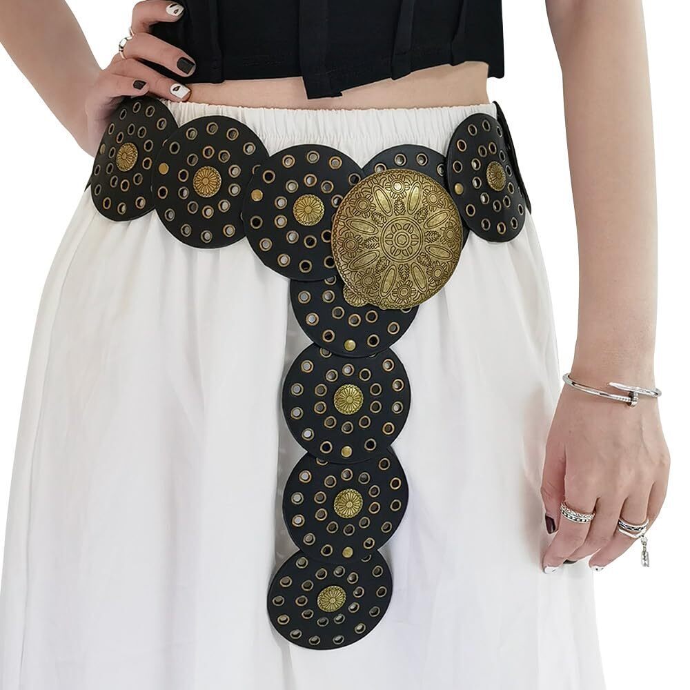 4848 Wide Vintage Pu-leather Western-disc-concho-belt For Women- Boho - Picture 2 of 8